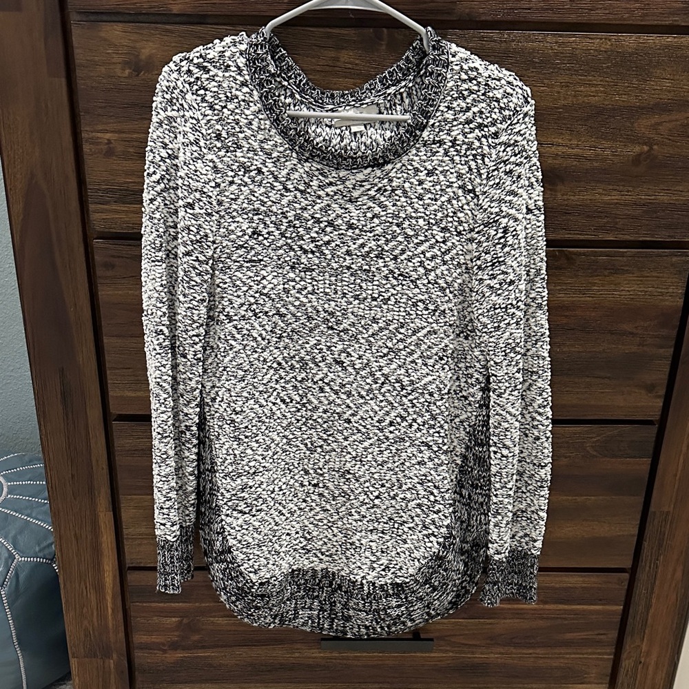 LOFT Black and White Chunky Knit Sweater